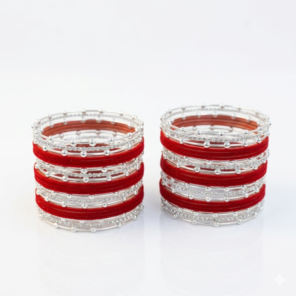 Premium Red Velvet Zircon Bangle Set-42