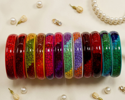 Multicolour Glass Kada Set For Women and Girls with Sleek Finish & Abstract Design