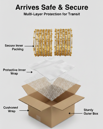 Gold Beaded Zircon Studded Stackable Metal Bangles Set-Pack of 26