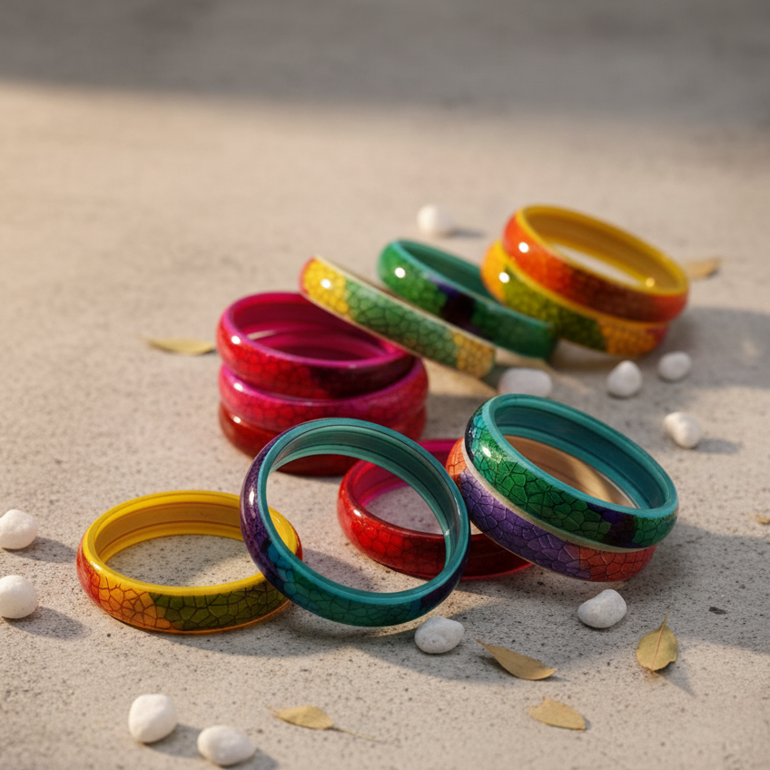 Multicolour Glass Kada Set For Women and Girls with Sleek Finish & Abstract Design