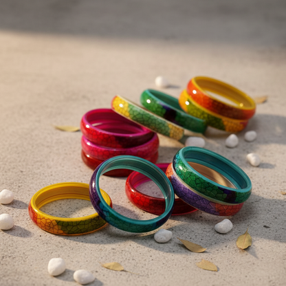 Multicolour Glass Kada Set For Women and Girls with Sleek Finish & Abstract Design