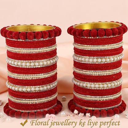 Red Velvet Bridal Chuda – With Zircon & Pearl Detailing