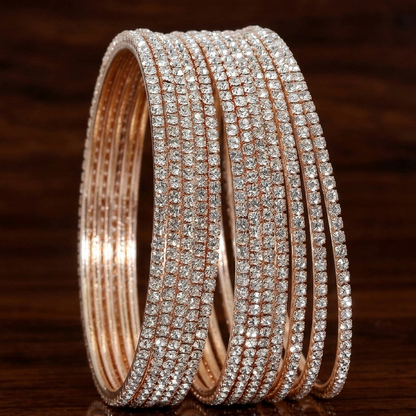 Rose-gold Zircon Bangles for Women | Elegant Daily Wear & Party Jewelry Set-Pack-12