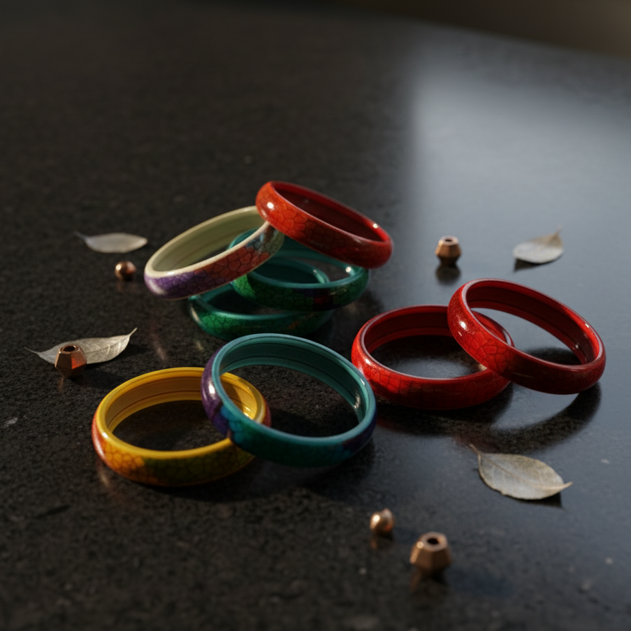 Multicolour Glass Kada Set For Women and Girls with Sleek Finish & Abstract Design