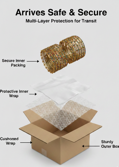 Gold Multi  Beaded Zircon Studded Stackable Metal Bangles Set-Pack of 26