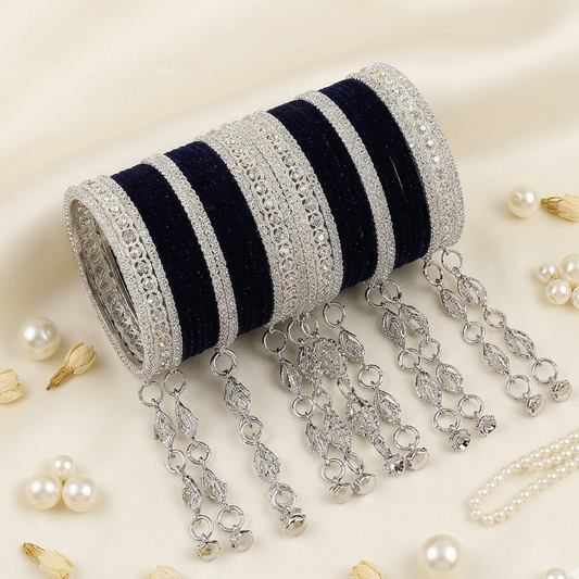 Elegant Velvet & Latkan Bangles – Festive Party Wear Collection -Pack of -40