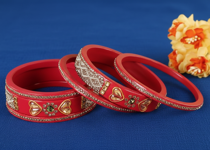 Luxury Bridal Gajri  Kundan Bangle Set with Zircon Diamonds (Set of 6)