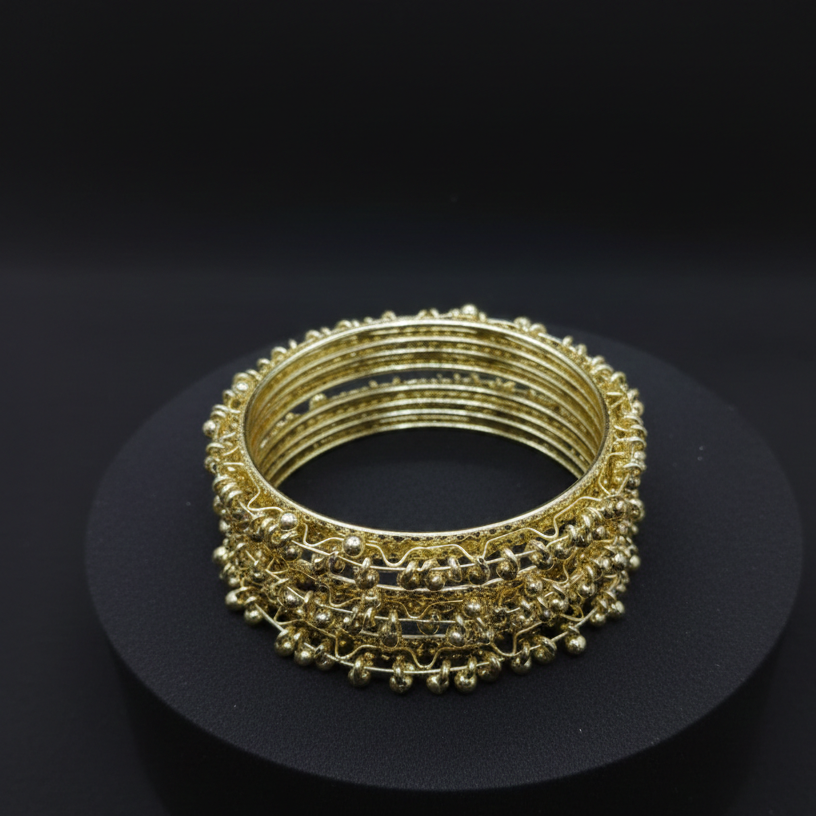 Highest selling Gold-Plated Ghungroo Jingle Bangles for Women ,VIRAL Indian Jewelry Set of 4