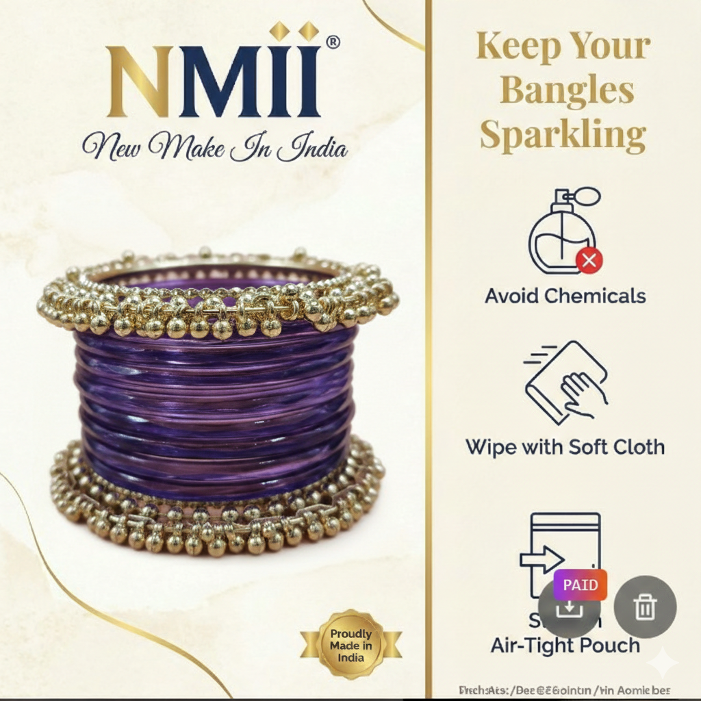 Purple Glass Bangles Set| 8 Glass Bangles + 2 Ghungroo ( One Hand ) -Pack of 10