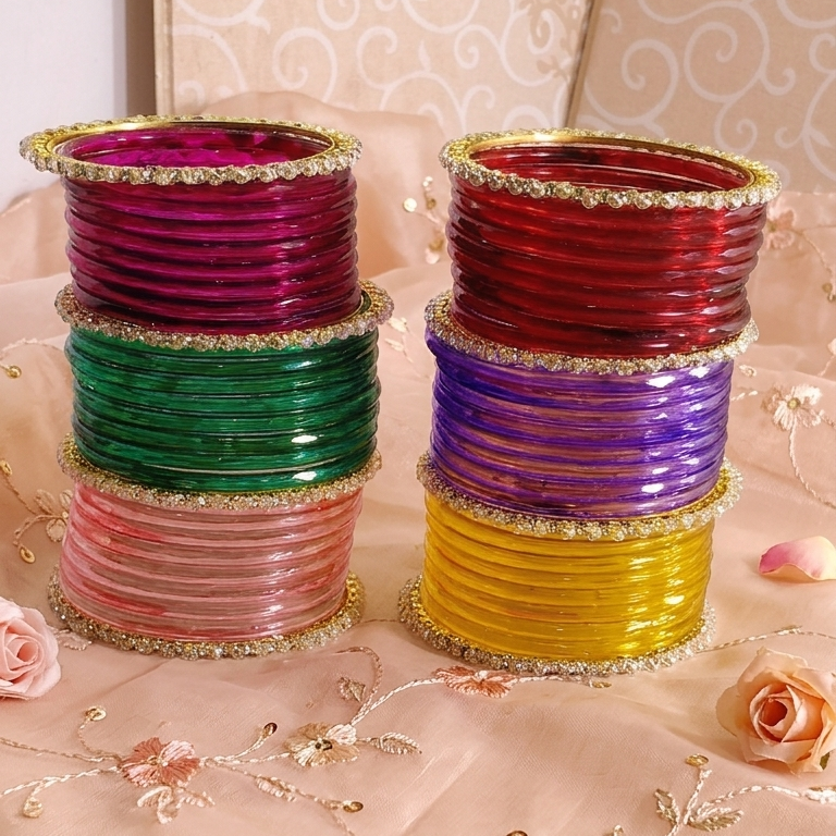 Jelly bangle Ethnic Multicolor Glass Bangles Set (56 Pieces)