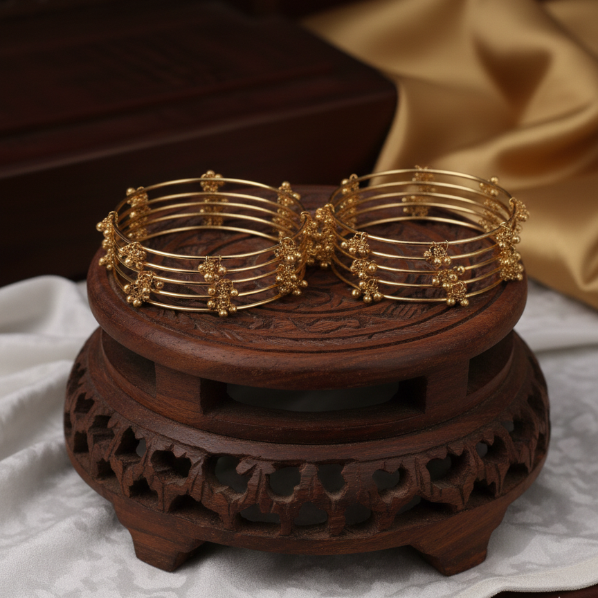 Set of 8 | Gold-Plated Ghungroo Jingle Bangles for Women | VIRAL Indian Jewelry