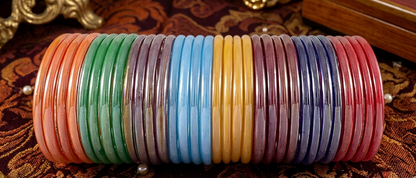 Glass  MultiColour With Glossy Finished Kada Set For Pack Of 32 Kada Set