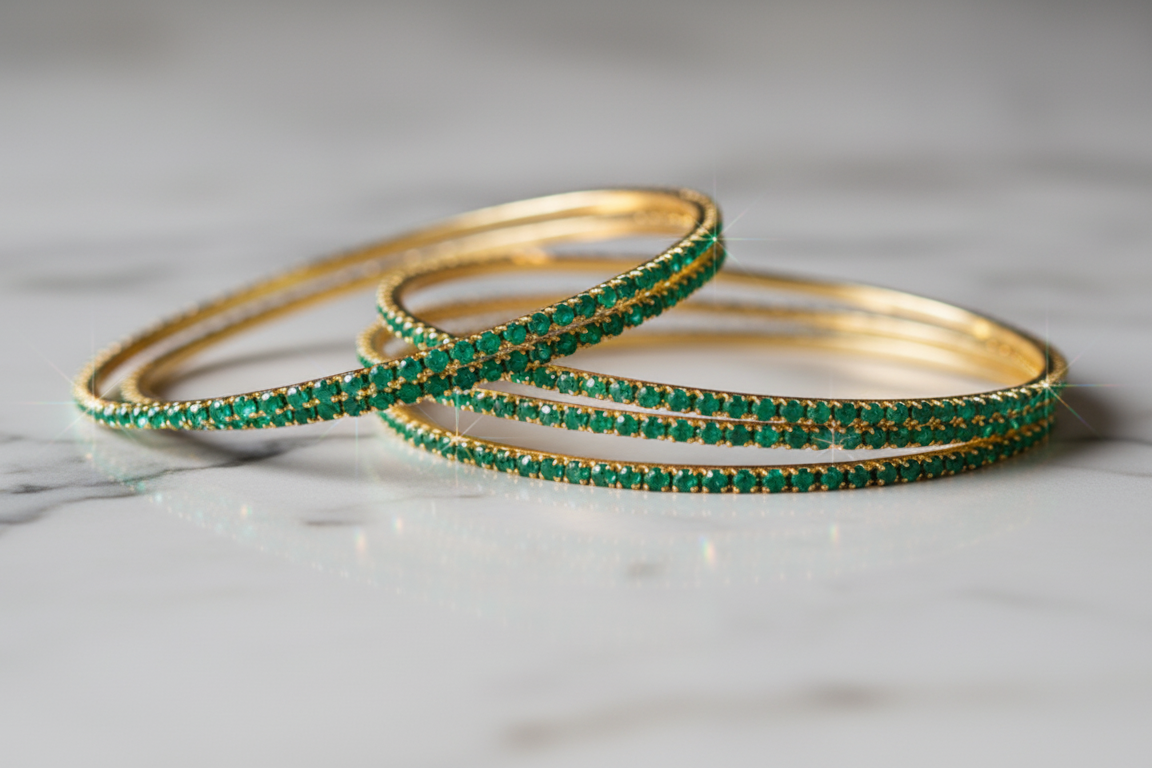 green-Toned Zirconia Bangles