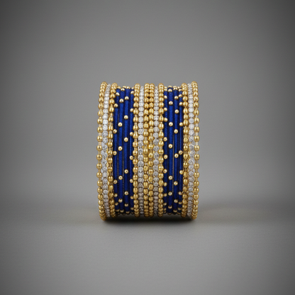 Purple Silk Thread Bangles with Zircon Stones & Ball Chain Detaili Pack of 20