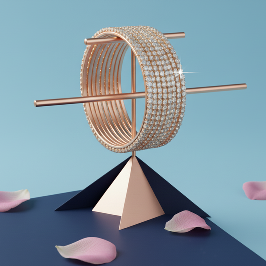 Silver Rose Gold-Toned Zirconia Bangles