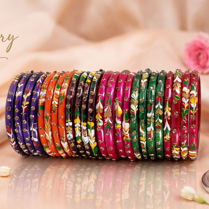 Handcrafted multicolor set Glass Bangles pack of 48