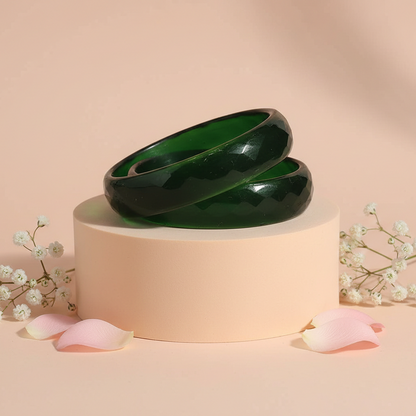 Green Opaque Glass with Diamond cut Daily Wear Finished Kada PO2