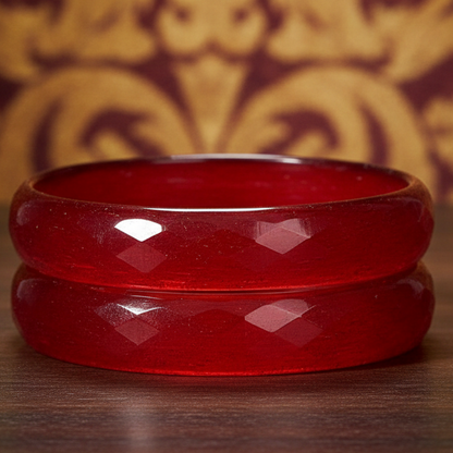 Red Opaque Glass with Diamond cut Daily Wear Finished Kada PO2