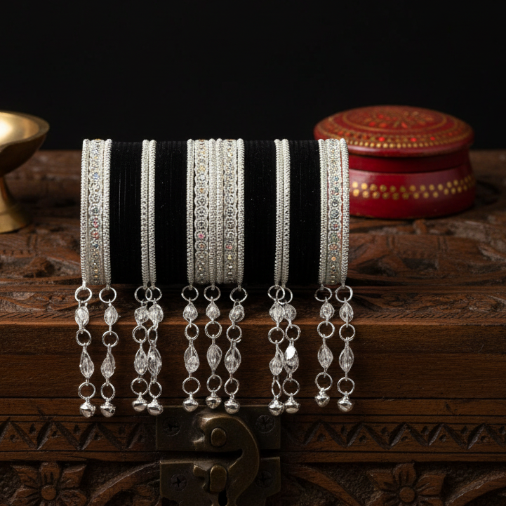 Elegant Velvet & Latkan Bangles – Festive Party Wear Collection -Pack of -40