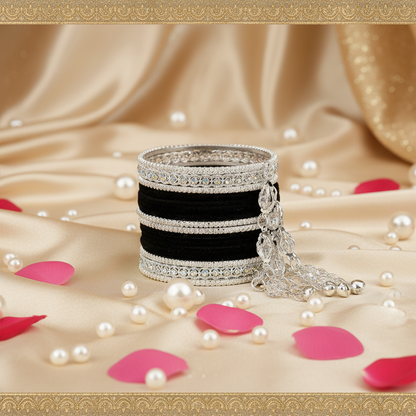 Elegant Velvet & Latkan Bangles – Festive Party Wear Collection -Pack of -40