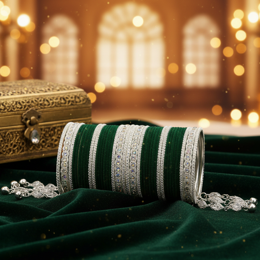Elegant Velvet & Latkan Bangles – Festive Party Wear Collection -Pack of -40