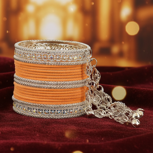 Elegant Velvet & Latkan Bangles – Festive Party Wear Collection -Pack of -40