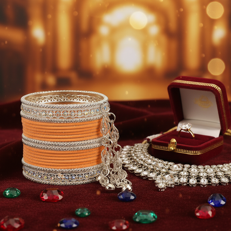 Elegant Velvet & Latkan Bangles – Festive Party Wear Collection -Pack of -40