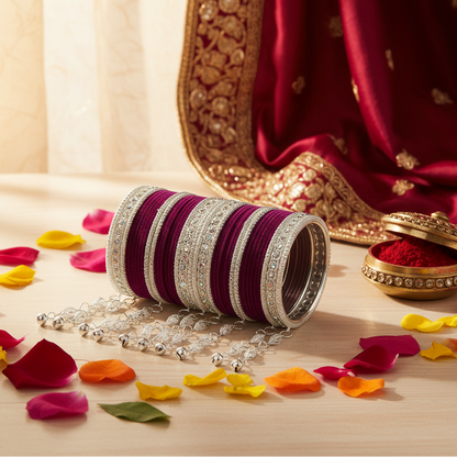 Elegant Velvet & Latkan Bangles – Festive Party Wear Collection -Pack of -40