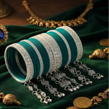 Elegant Velvet & Latkan Bangles – Festive Party Wear Collection -Pack of -40