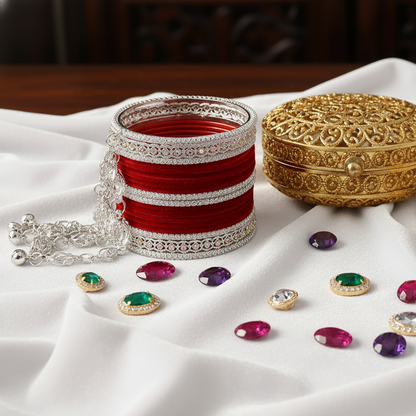 Elegant Velvet & Latkan Bangles – Festive Party Wear Collection -Pack of -40