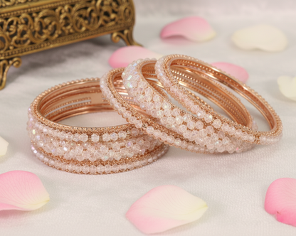Elegant Cream  Metal Kada Bangle Set – Set of 6 Stylish Bangles