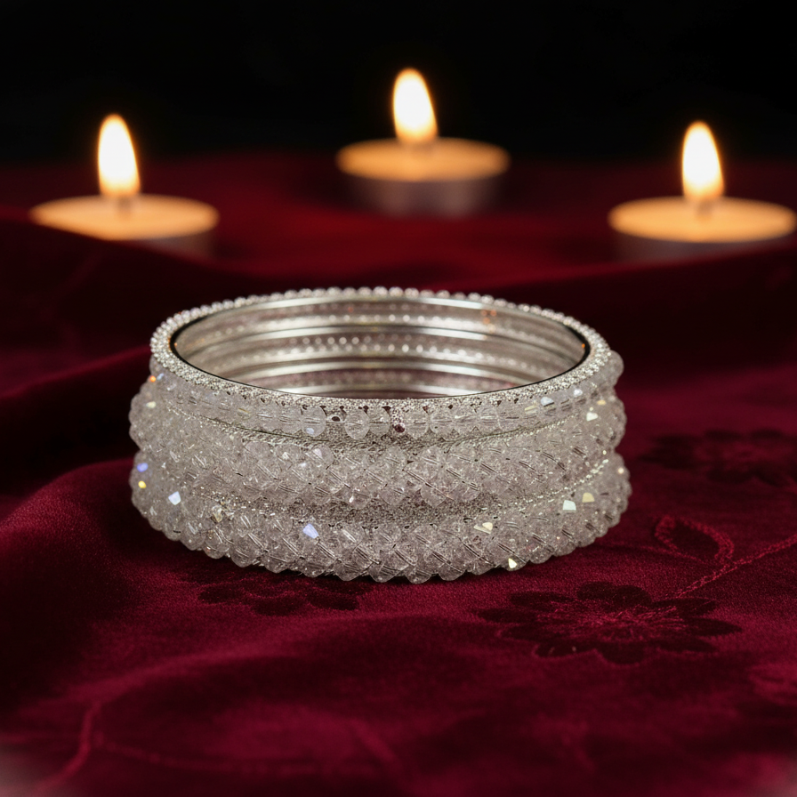 Elegant Silver  Metal Kada Bangle Set – Set of 6 Stylish Bangles