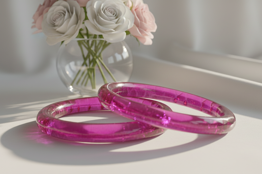 Belgium Kada Diamond Cut Magenta Bangle Set-Pack of 2