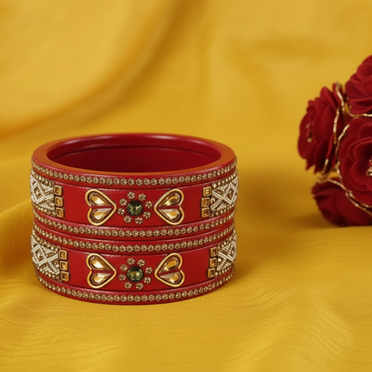 Luxury Bridal Gajri  Kundan Bangle Set with Zircon Diamonds (Set of 6)