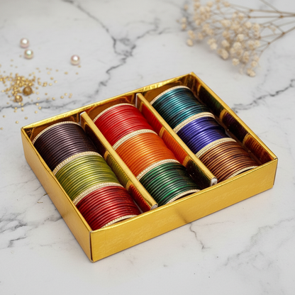 Glass Bangles Multicolor Set | Premium Ethnic Kada Churi | Pack of 144