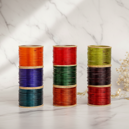Glass Bangles Multicolor Set | Premium Ethnic Kada Churi | Pack of 144