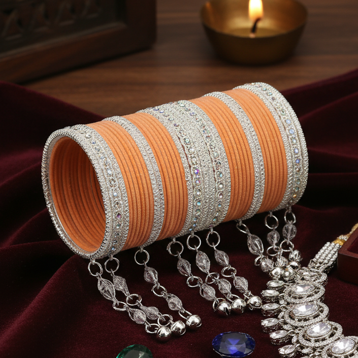 Elegant Velvet & Latkan Bangles – Festive Party Wear Collection -Pack of -40