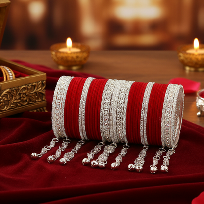 Elegant Velvet & Latkan Bangles – Festive Party Wear Collection -Pack of -40