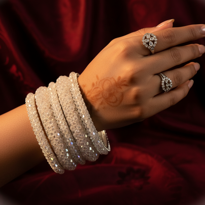 Elegant Silver  Metal Kada Bangle Set – Set of 6 Stylish Bangles