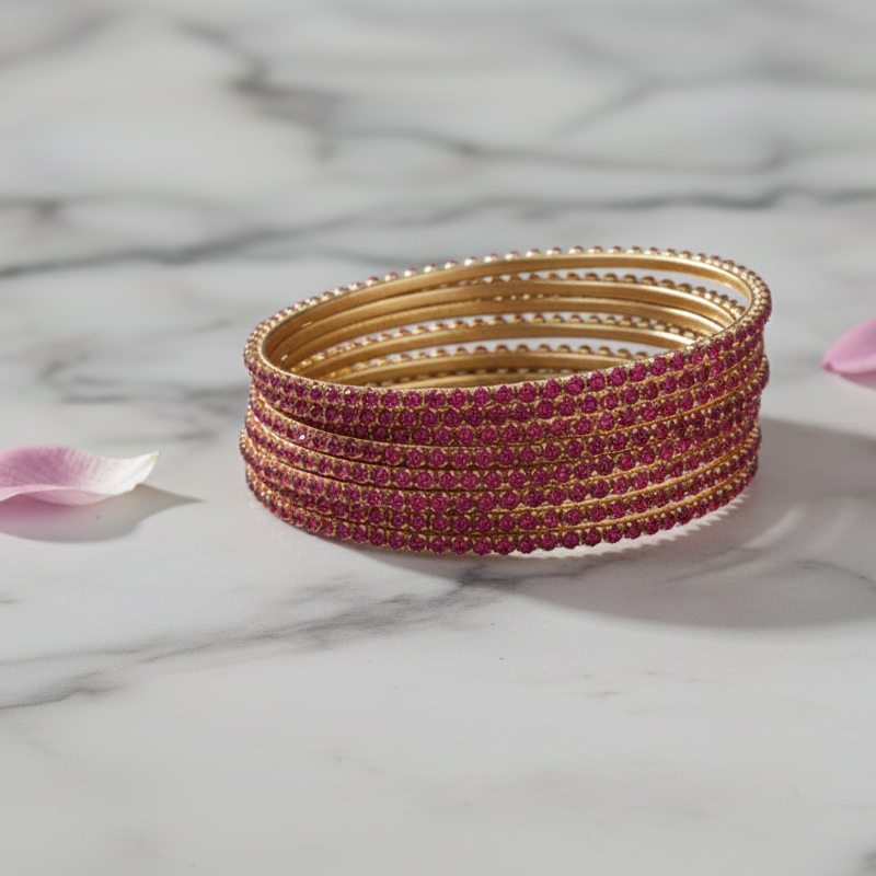 Magenta-Toned Zirconia Bangles