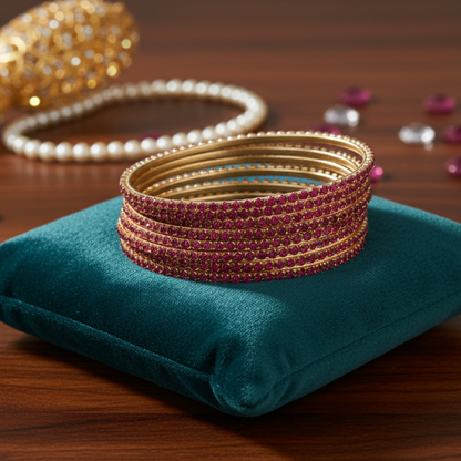 Magenta-Toned Zirconia Bangles