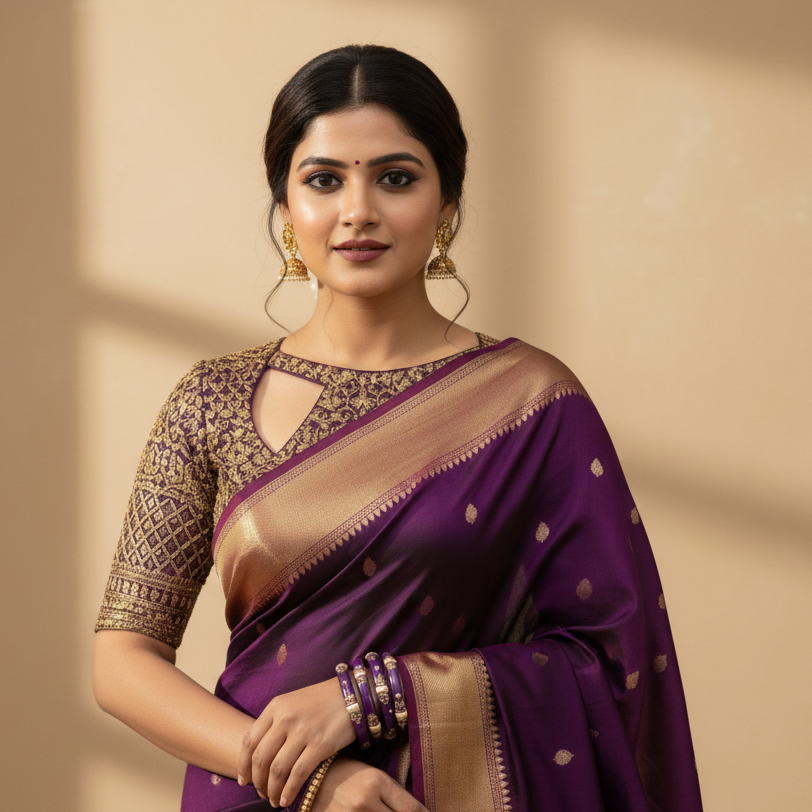 Luxury Purple & Gold Kada Bangle Set (8 pcs) for Wedding & Bridal Wear