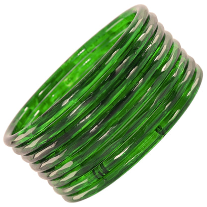 Jelly Bangle Glossy Glass Ruby  Green Bangles Set (Pack of 8) –Ethnic Jewellery