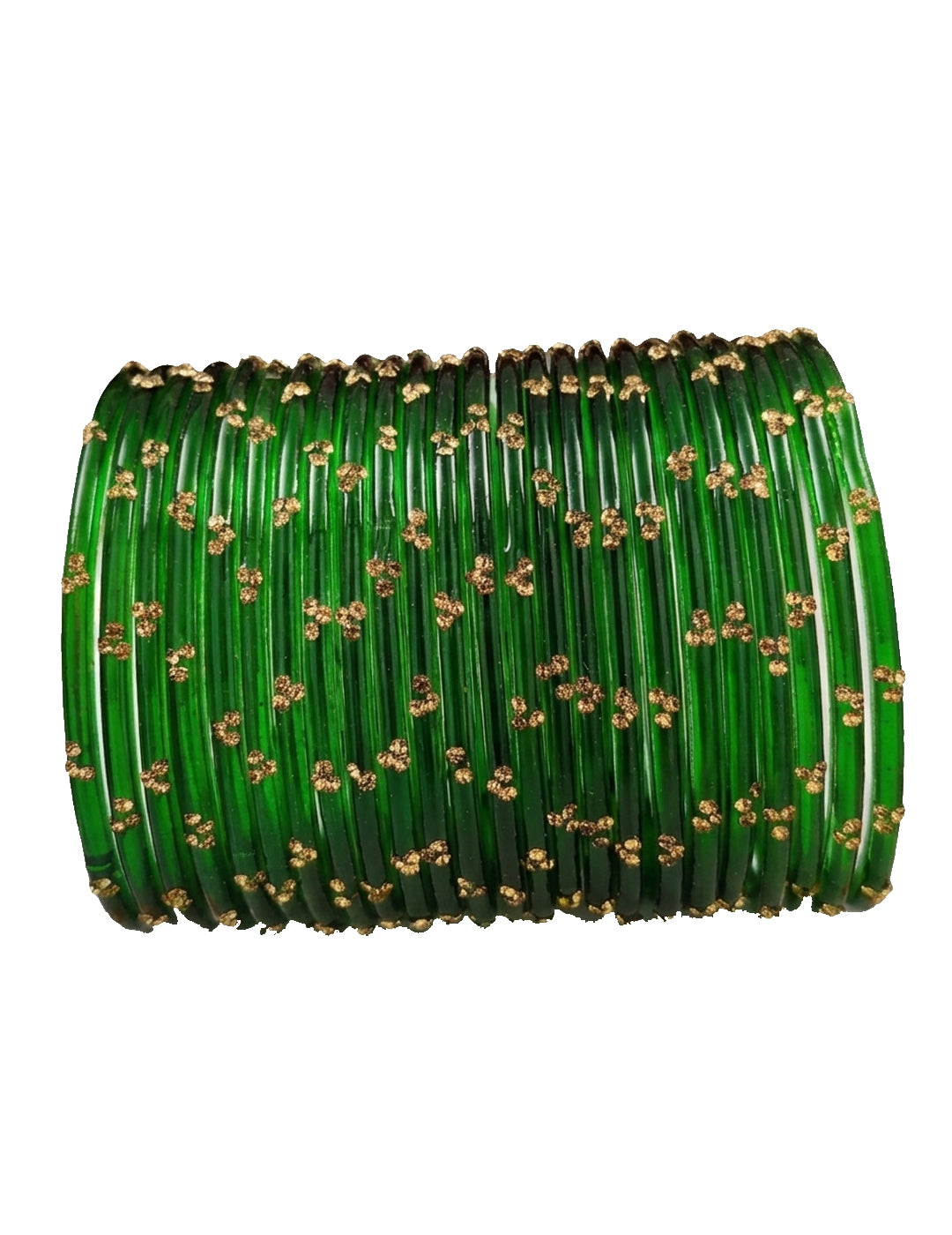 Traditional Green Stone Gold Bangles  Glossy Finish with Golden Stone Work | Stylish &  Wear (Pack of 24)