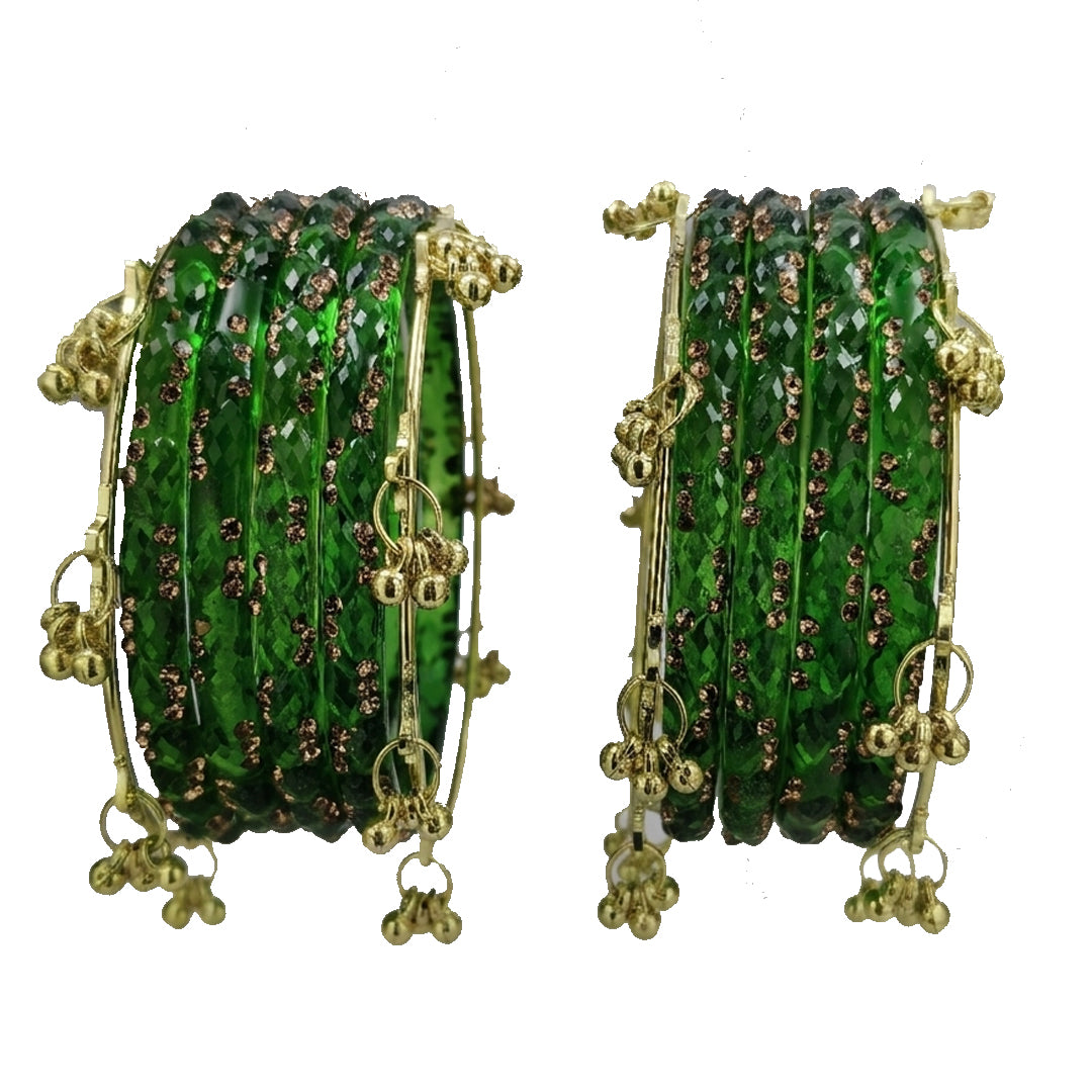 Premium Crystal Glass Kada Bangles Traditional Ethnic Fashion Jewelry - Set Of 12