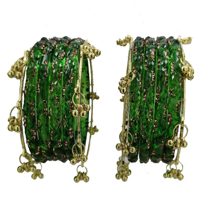 Premium Crystal Glass Kada Bangles Traditional Ethnic Fashion Jewelry - Set Of 12