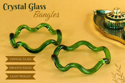 Stylish Zig Zag Crystal Glass Bangles Spiral Twisted Design Kada Set- 2