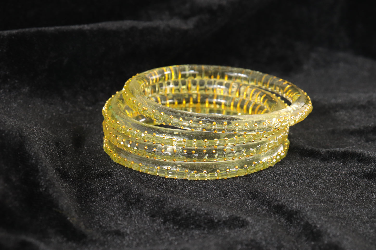 Trendy Olive Glass Bangles – Glossy Finish (Set of 4)