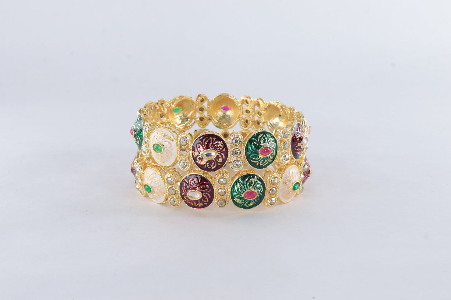 Antique Finish Gold Kada with Meenakari Work