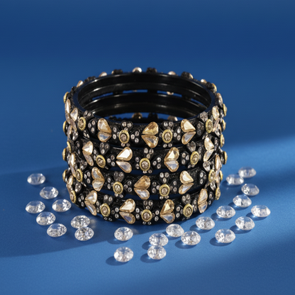 Black & Gold Heart Kada Set